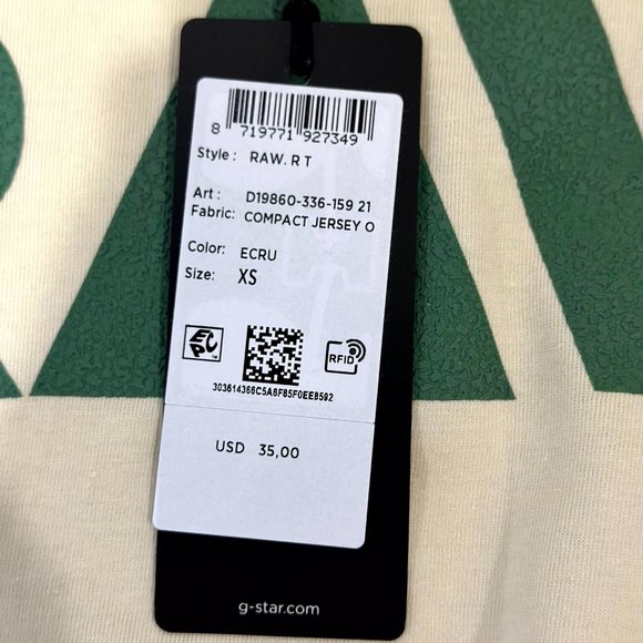 G-Star Raw T-shirt Compact Jersey Beige Green XS - Picture 5 of 10